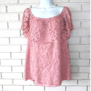 Free Kisses Mauve Lace Off Shoulder Blouse